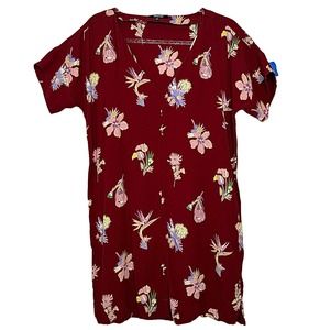 Madewell Dress Size S Relaxed Fit Dolman Sleeves Burgundy Brick Red #B01